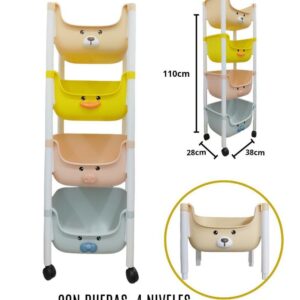 Organizador Infantil con Ruedas y 4 Niveles Desmontables