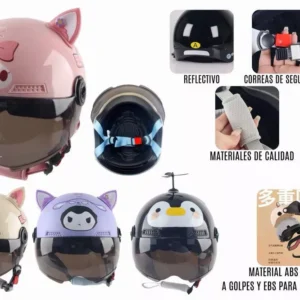 Casco Infantil con Diseños Animados, Visera Protectora y Material ABS Resistente