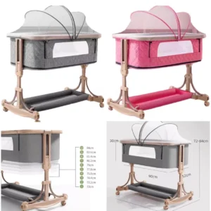 Cuna Colecho para Bebé Ajustable con Ruedas y Mosquitero