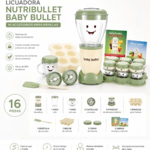 Nutribullet Baby Bullet 16 Piezas para Papillas y Almacenamiento de Alimentos para Bebé | Libre de BPA