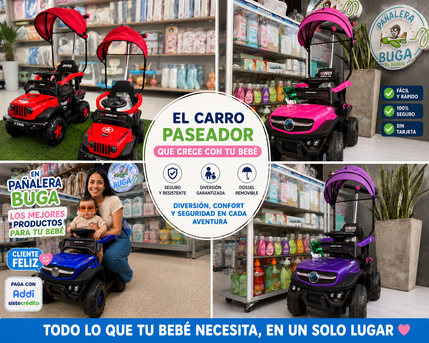 Carro Montable Jeep 3 Motores Eléctricos para Niños con Luces LED y Llantas de Goma