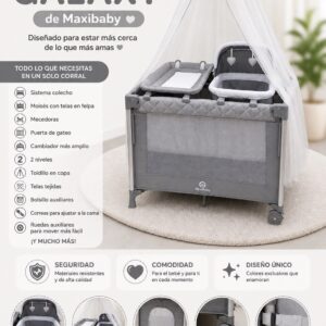 Corral para Bebé con Mecedora y Toldillo – Diseño Moderno y Elegante